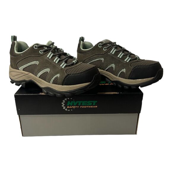 Hytest Opanka Slip-on Womens Size 7 Steel Toe Shoes Slip Resistant Gray & Teal - Picture 2 of 11